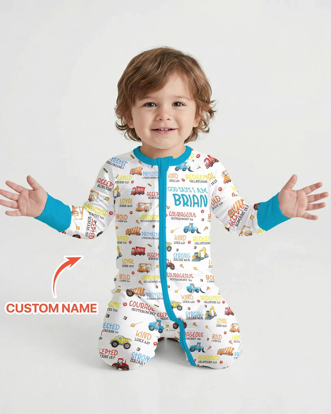 Personalized God Says I Am Little Builder Bamboo Convertible Zippy