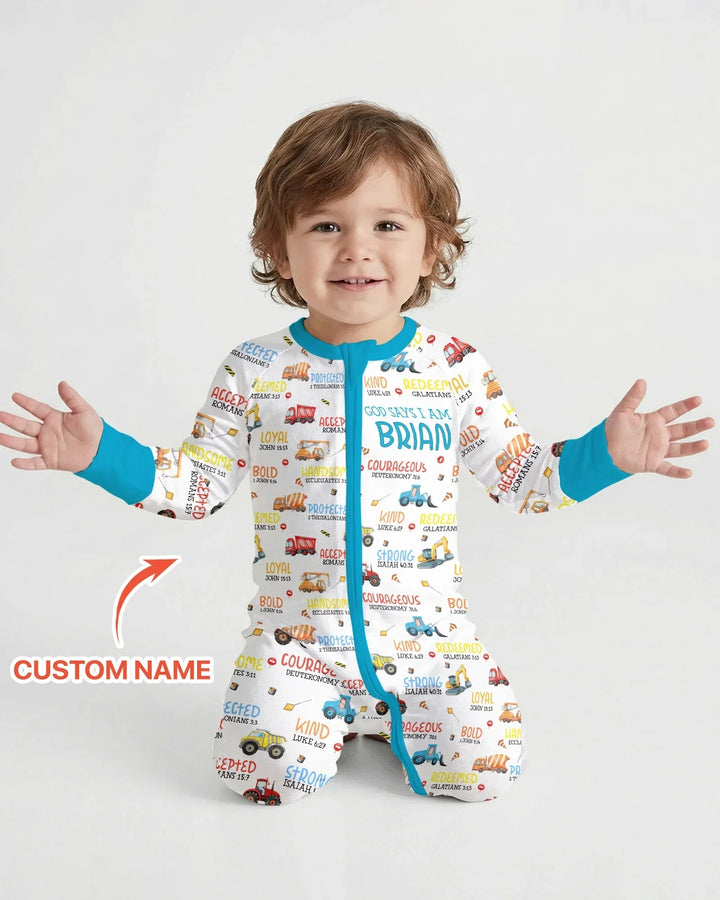 Personalized God Says I Am Little Builder Bamboo Convertible Zippy