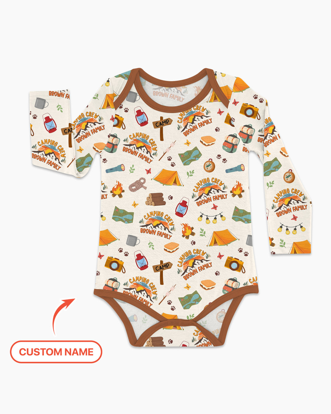 Custom Name Camping Crew Family Matching Bamboo Bodysuit