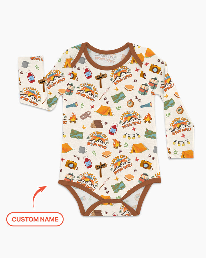 Custom Name Camping Crew Family Matching Bamboo Bodysuit