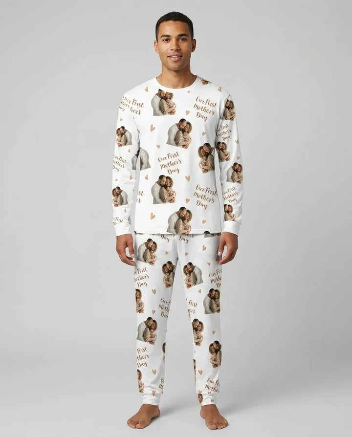 Custom Photo Our First as Parents Bamboo Men's Pajama Set