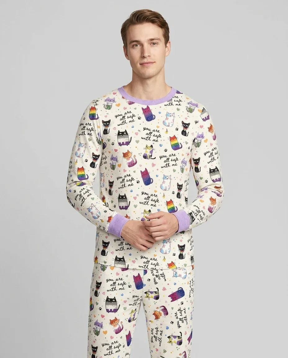 Loved & Safe Kitties Family Matching Bamboo Men's Pajama Set