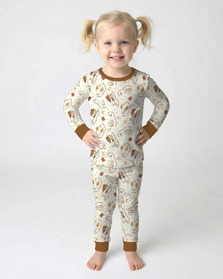 Jesus Loves You Silly Goose Bamboo Two Piece Long Sleeve Pajama Set