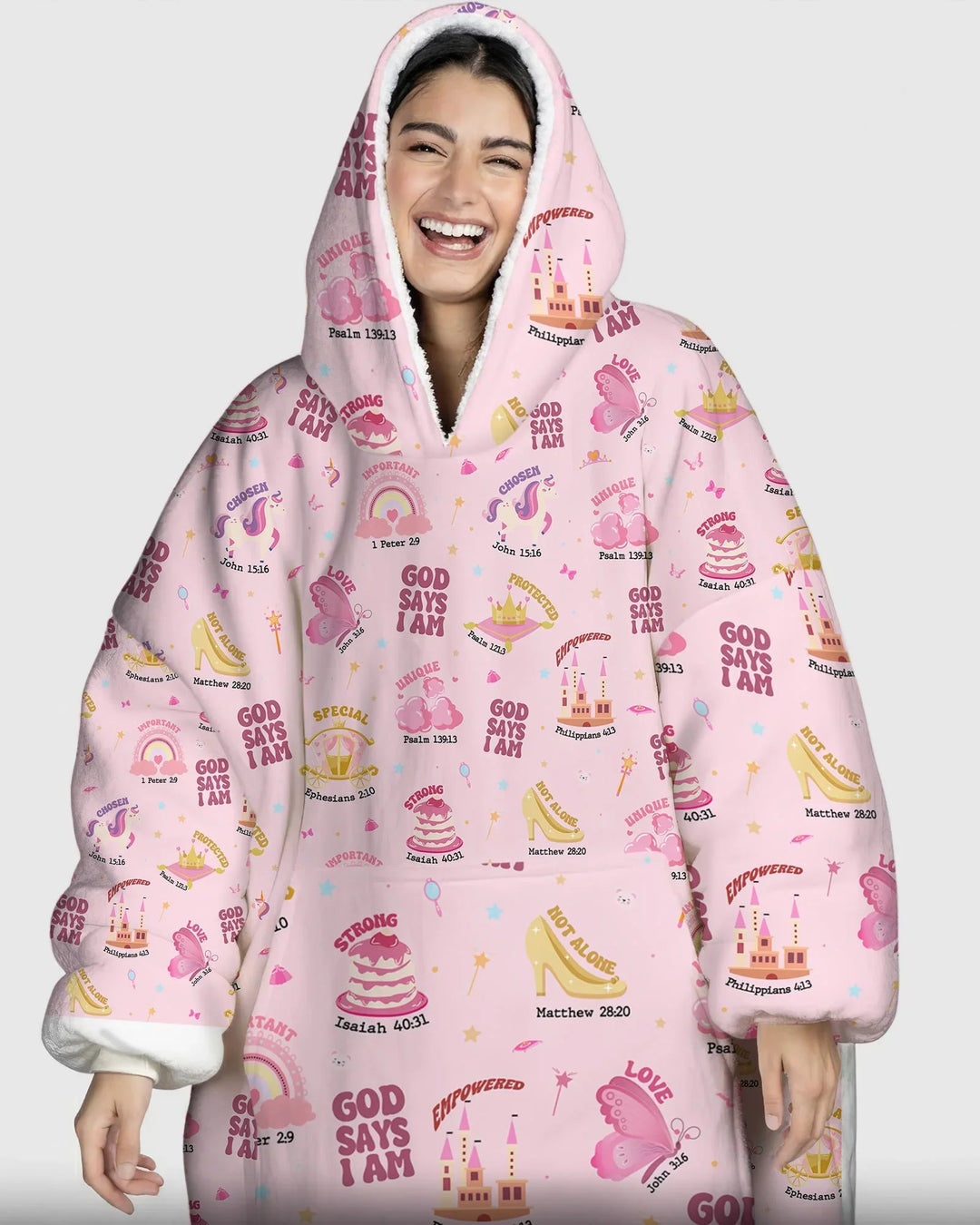 God Says I Am Girl Wearable Bamboo Blanket Hoodie