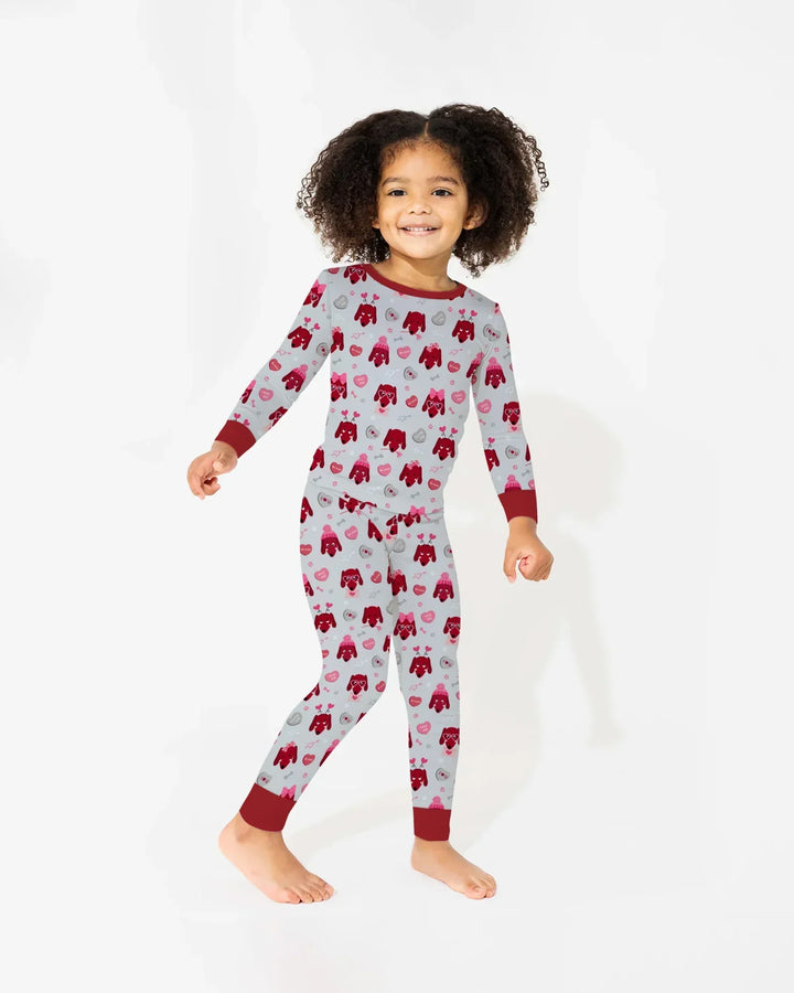 Dachshund Is My Valentine Bamboo Two Piece Long Sleeve Pajama Set
