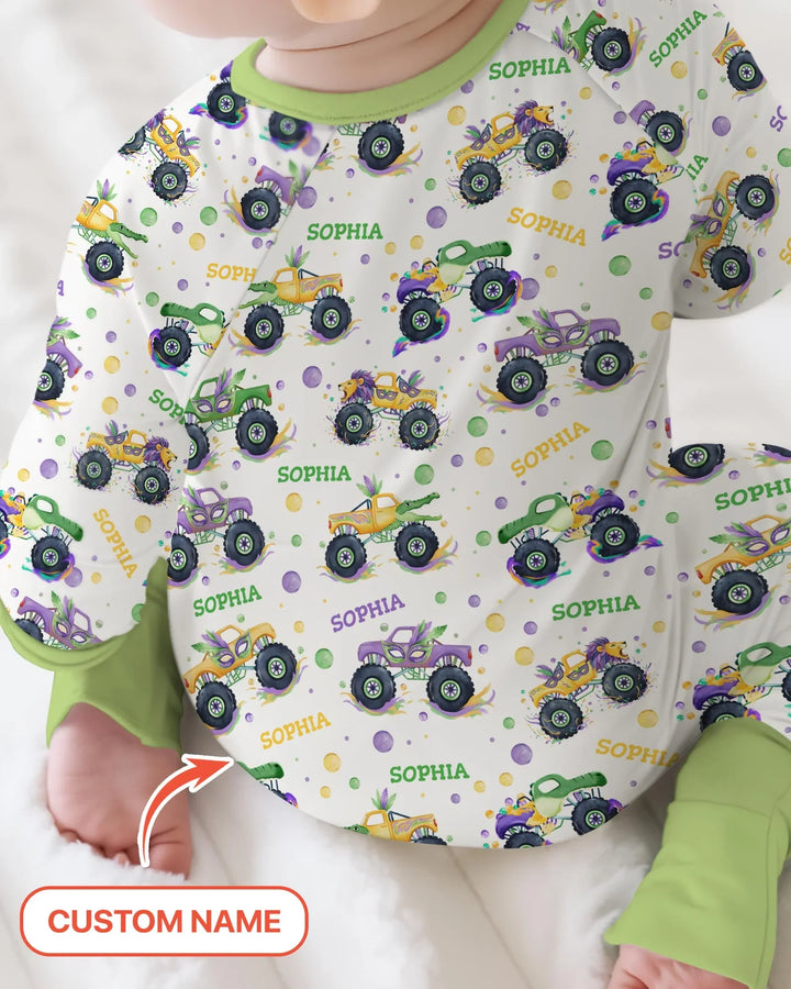 Custom Name Mardi Gras Monster Trucks Bamboo Convertible Zippy