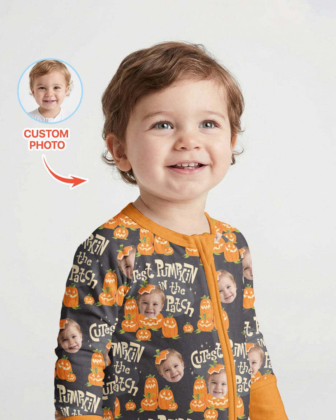 Custom Photo Cutest Pumpkin in the Patch Bamboo Convertible Zippy
