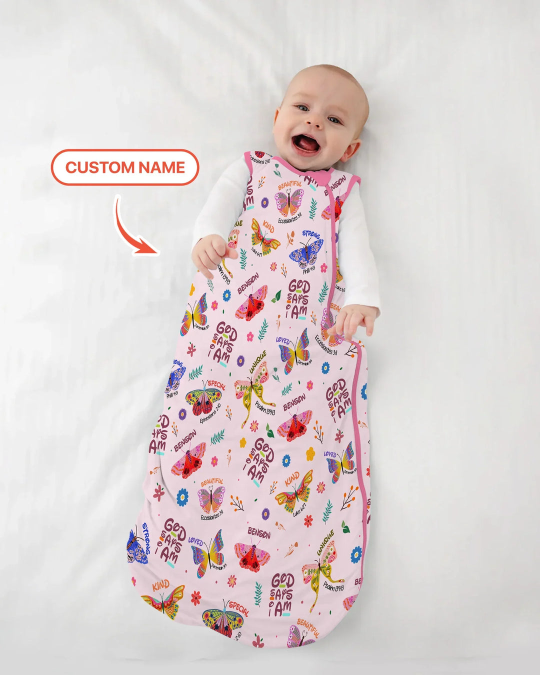 Custom Name God says I am Butterfly Bamboo Sleep Bag