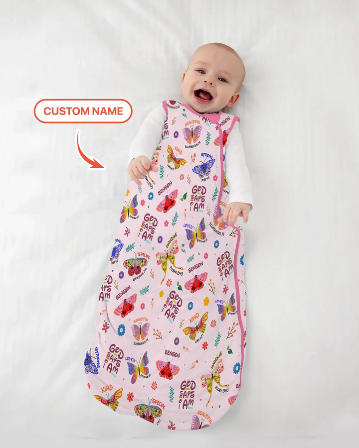Custom Name God says I am Butterfly Bamboo Sleep Bag