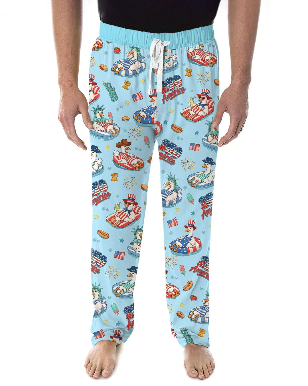 250 America Patriotic Goose Family Matching Bamboo Men's Pajama Set