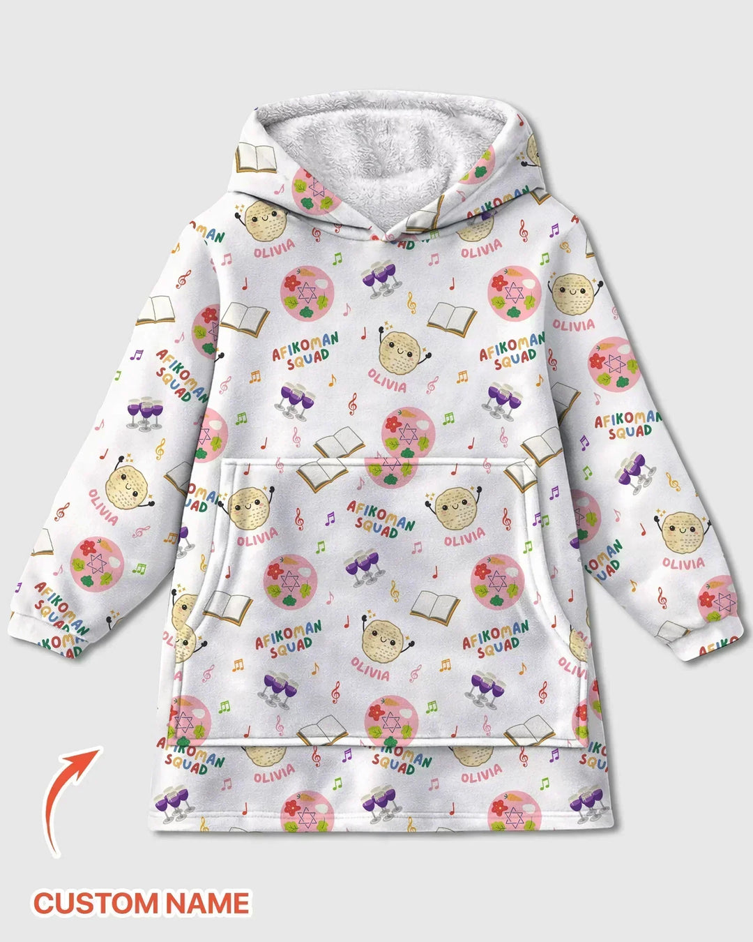 Custom Name Passover Afikoman Squad Bamboo Blanket Hoodie