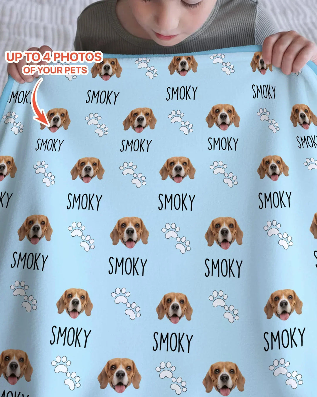 Custom Name and Pet Photos Bamboo Blanket