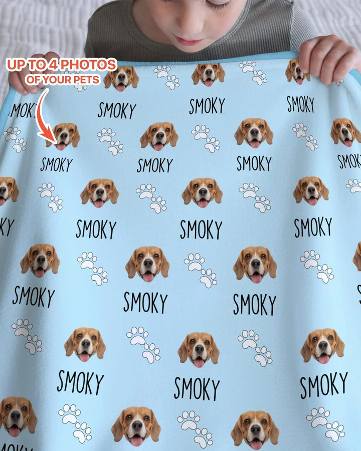Custom Name and Pet Photos Bamboo Blanket