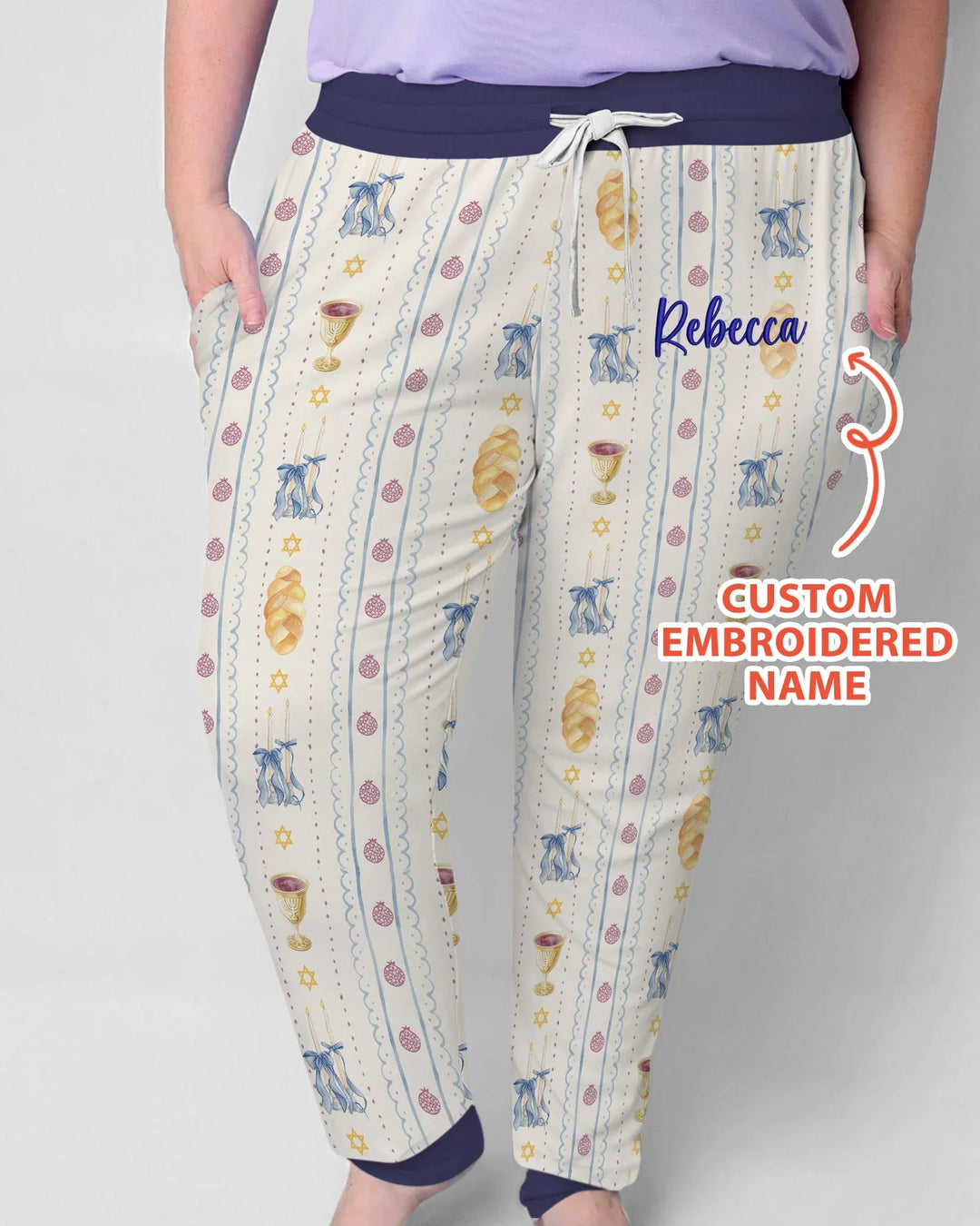 Custom Embroidered Name Shabbat Matching With Mom Bamboo Women Pajama Set