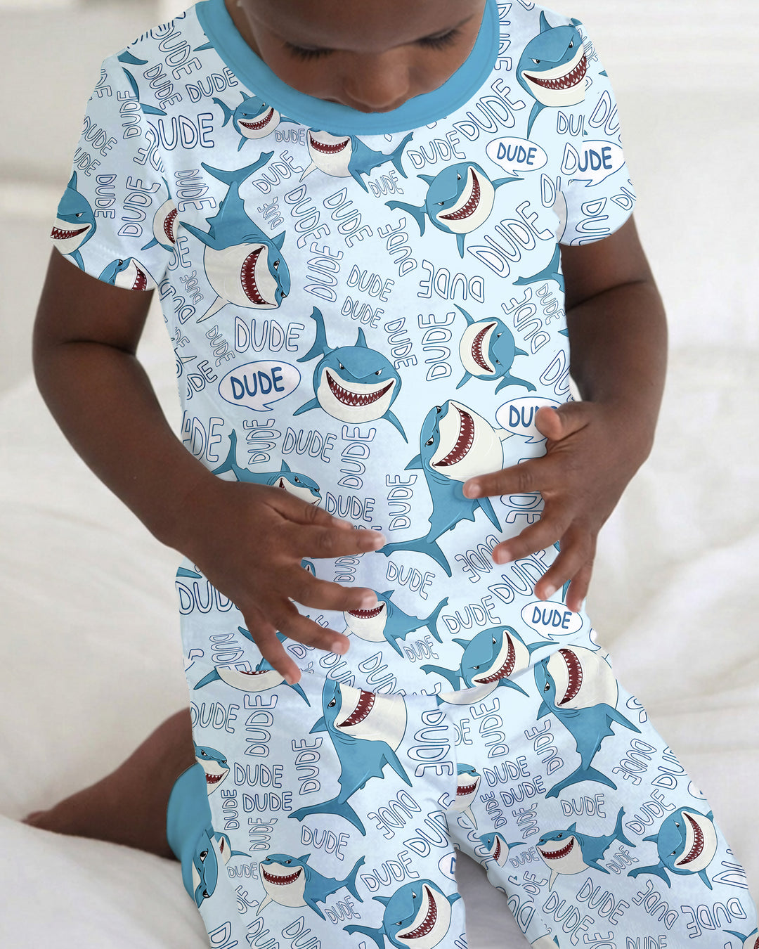 Dude Shark Bamboo Two Piece Short Sleeve Pajama Set