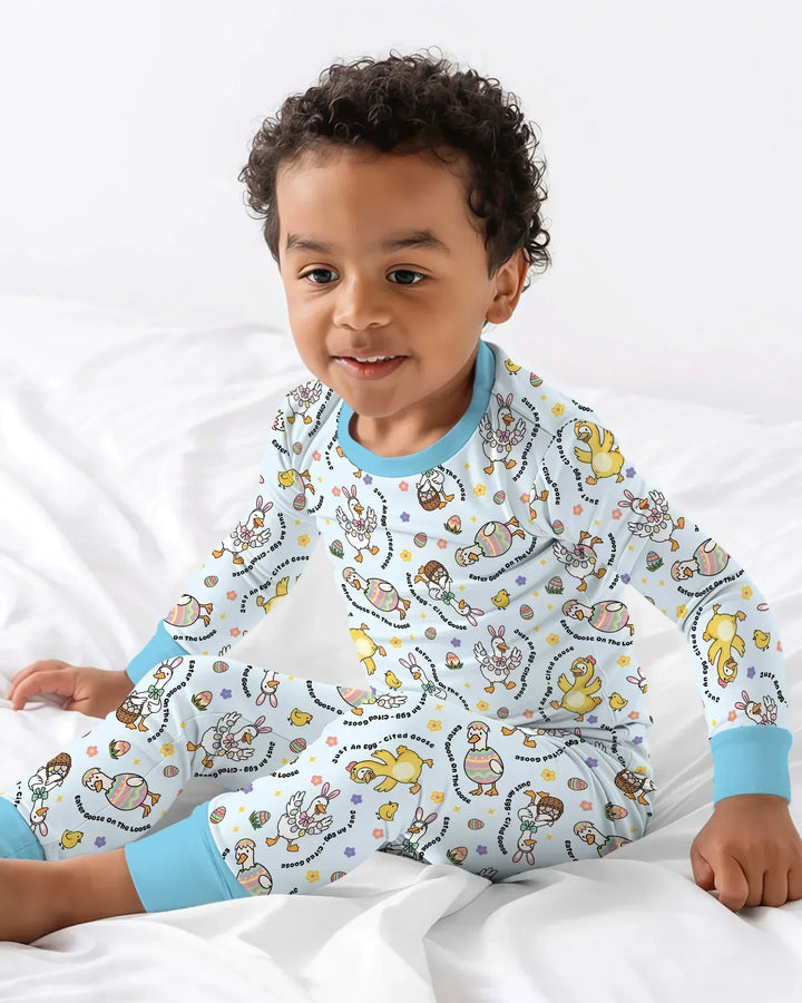 Easter Goose Family Matching Bamboo Two Piece Long Sleeve Pajama Set