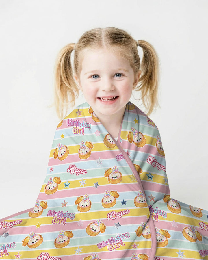 Custom Dumpling Birthday Girl Bamboo Blanket