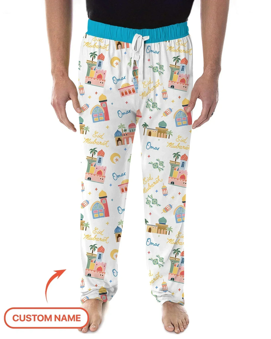 Eid Mubarak Custom Name Bamboo Men's Pajama Set