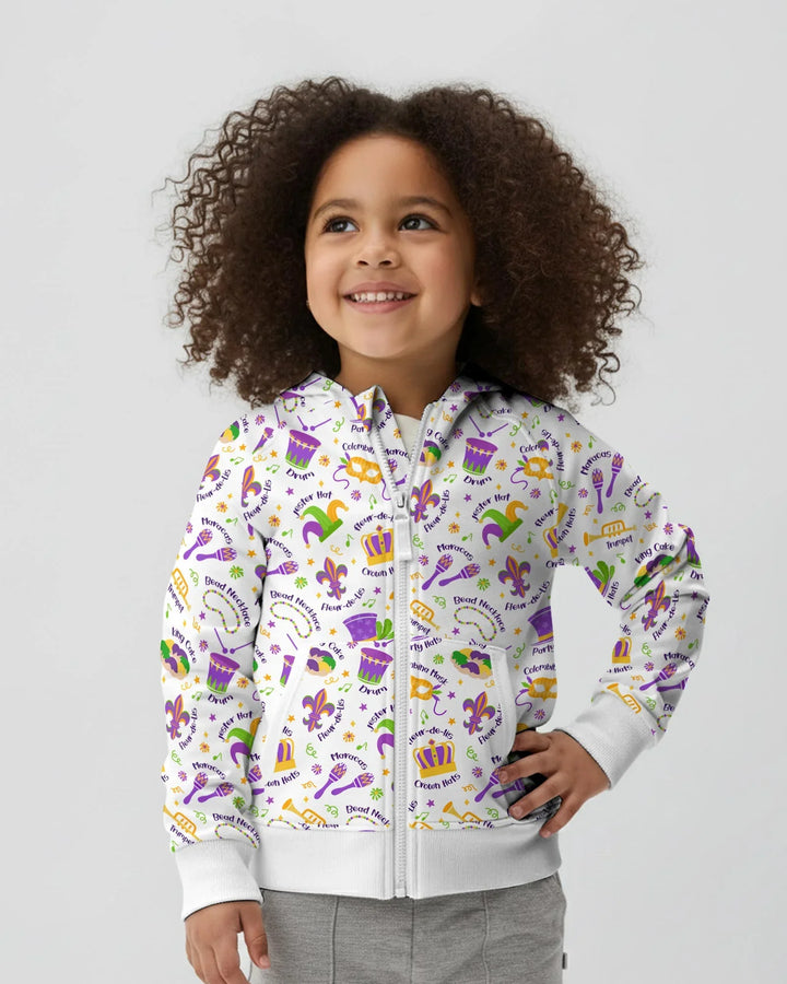 Mardi Gras Family Matching Bamboo Zip Hoodie