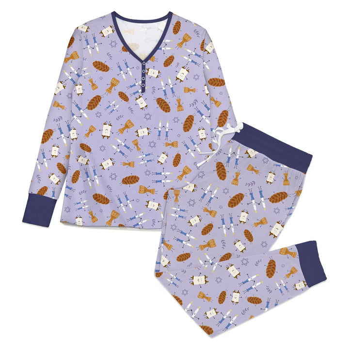 Shabbat Shalom Family Matching Custom Bamboo Women Pajama Set