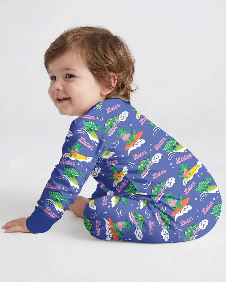 Embroidered Summer Alligator Bamboo Convertible Zippy