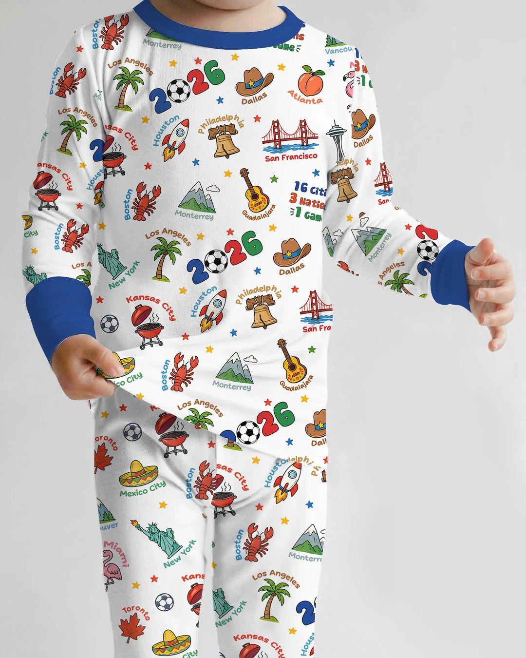 Soccer Cup Host Cities 2026 Bamboo Two Piece Long Sleeve Pajama Set