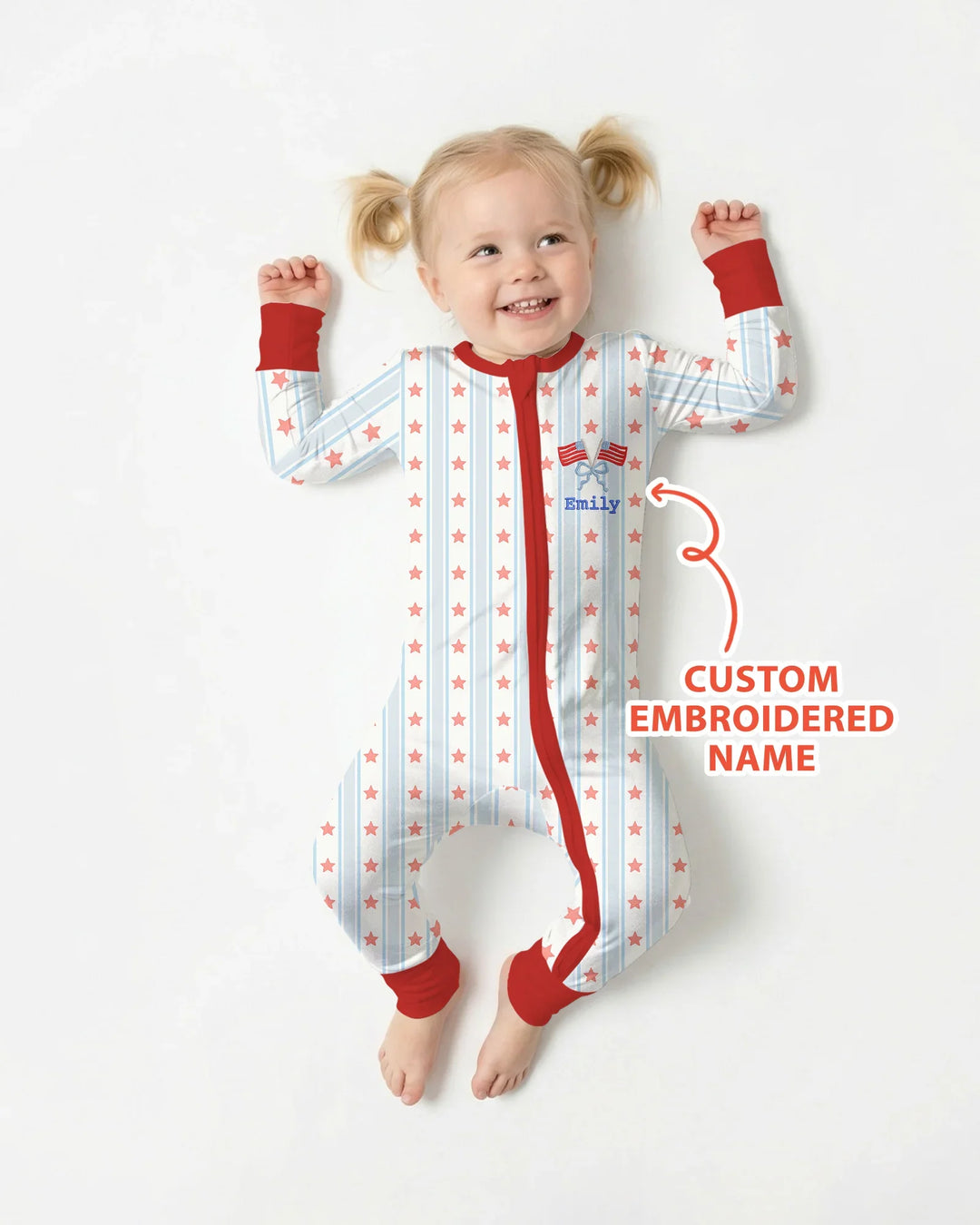 Custom Embroidered First 4th Of July Baby Bamboo Convertible Zippy