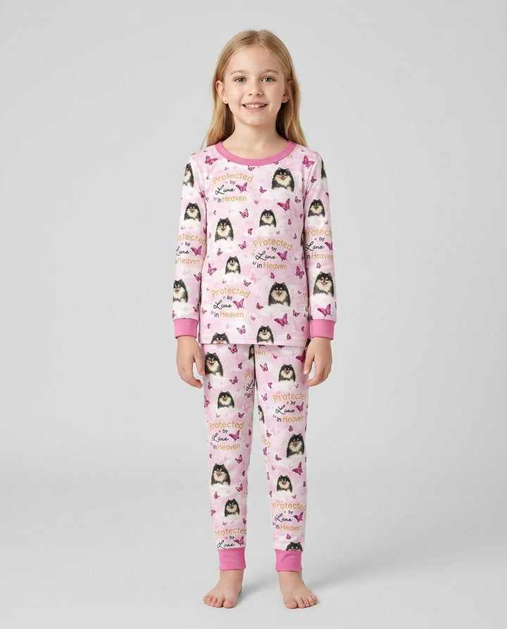 Custom Pet Photo Protected By Heaven Family Matching Bamboo Two Piece Long Sleeve Pajama Set