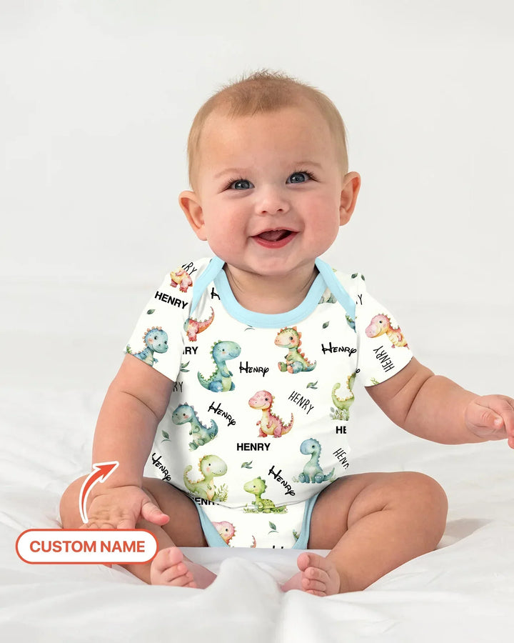Dinosaur Custom Name Bamboo Bodysuit