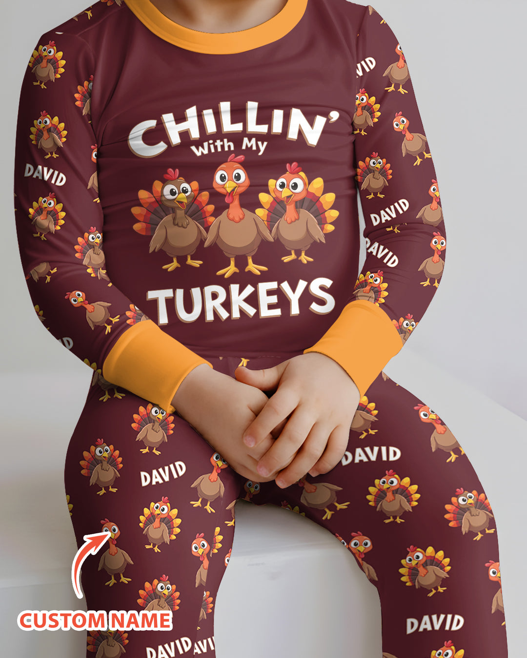 Chillin With Turkey Bamboo Two Piece Long Sleeve Pajama Set
