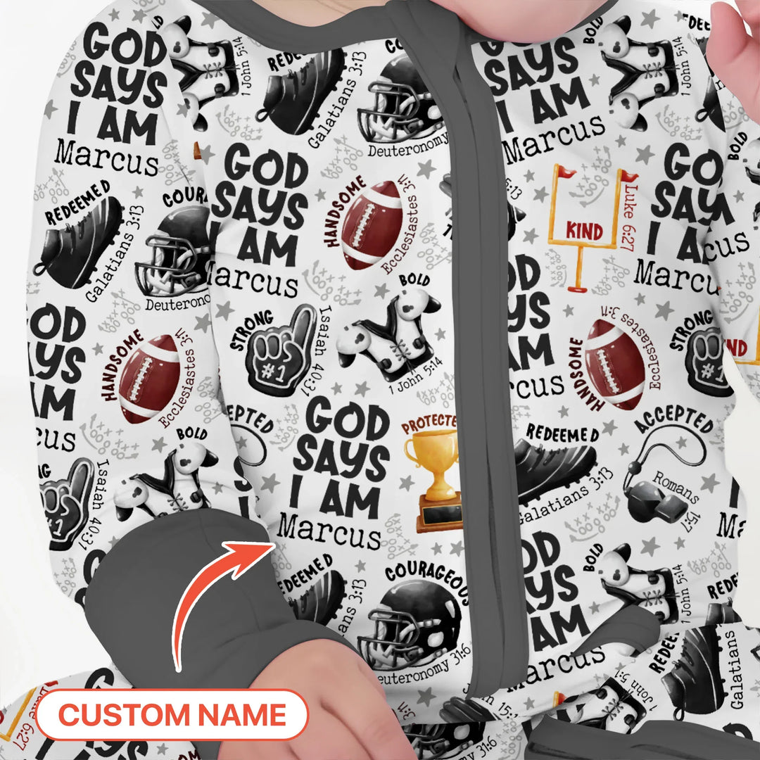 God Says I Am Touch Down Time Custom Name Bamboo Convertible Zippy