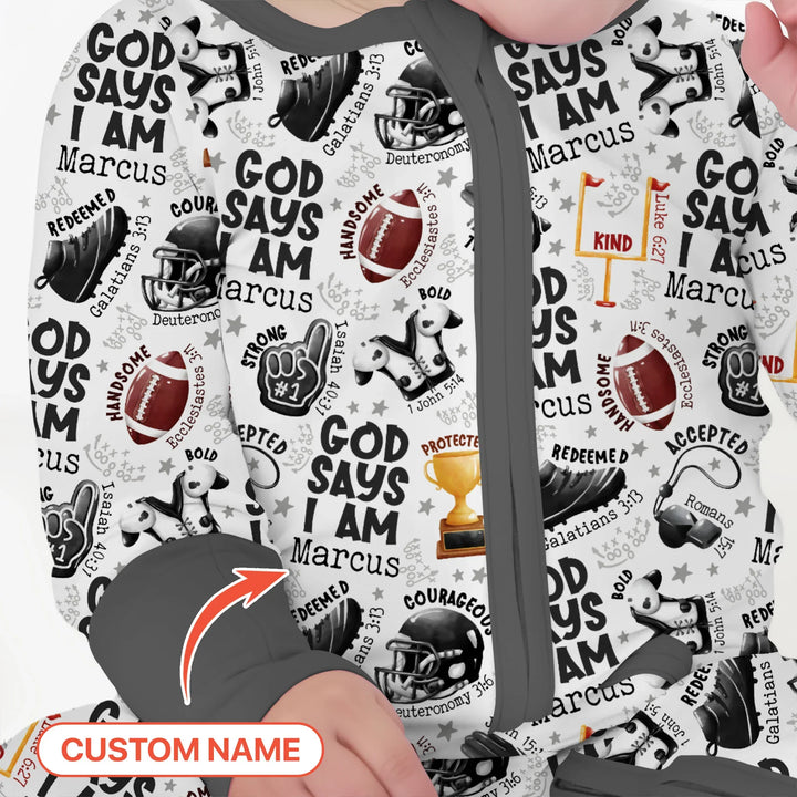 God Says I Am Touch Down Time Custom Name Bamboo Convertible Zippy