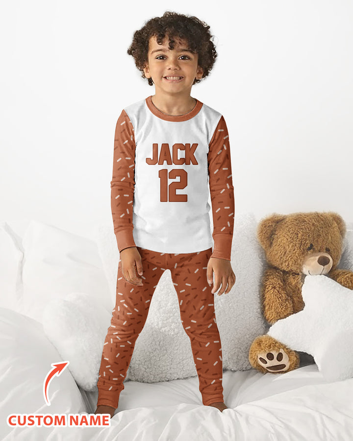 Personalized Dripping Sport Ball Custom Name Number Bamboo Two Piece Long Sleeve Pajama Set