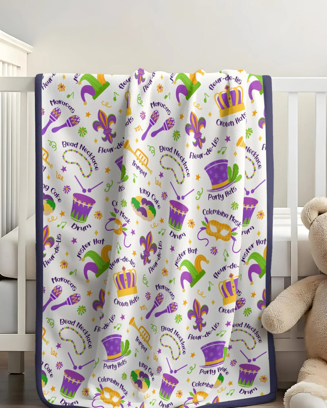 Mardi Gras Family Matching Toddler Bamboo Blanket