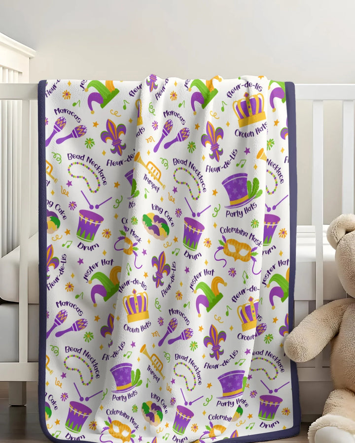 Mardi Gras Family Matching Toddler Bamboo Blanket
