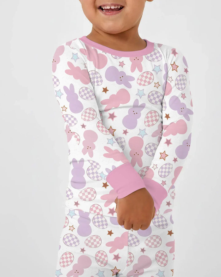 Easter Peep Bunnies Bamboo Two Piece Long Sleeve Pajama Set