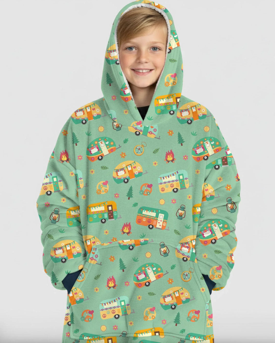 Happy Little Camper Bamboo Blanket Hoodie