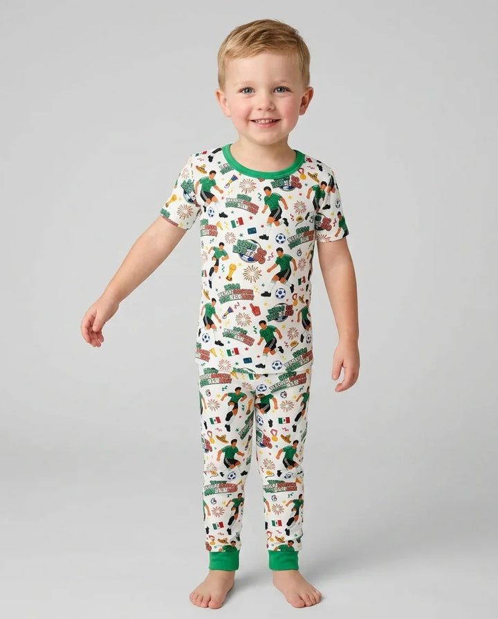 World Soccer Tournament Let's Go Mexico Family Matching Bamboo Two Piece Short Sleeve Pajama Set