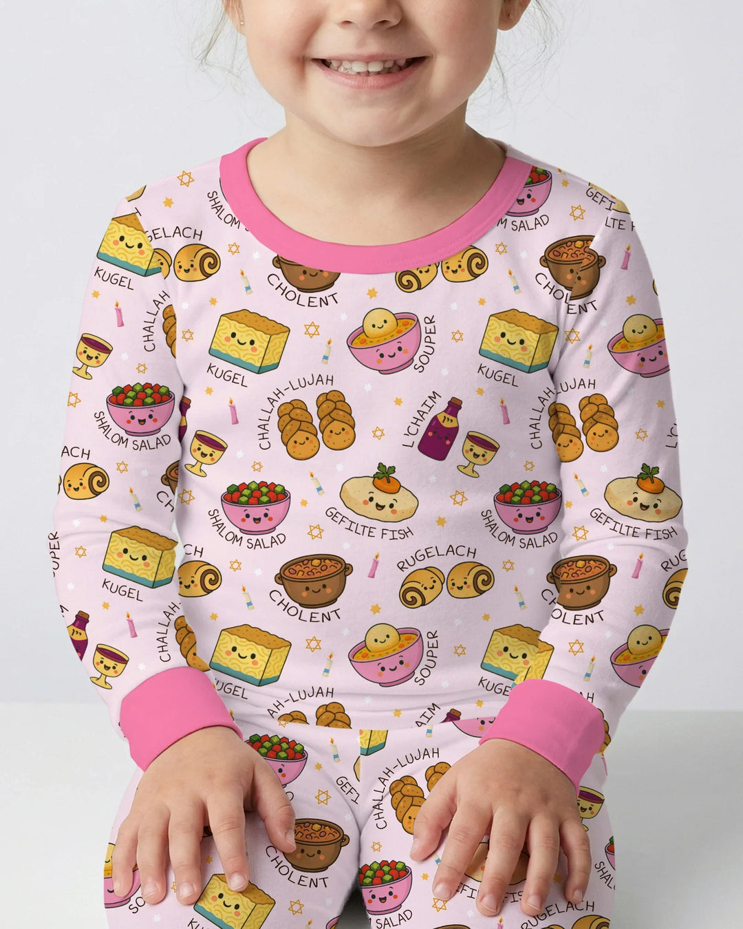 Shabbat Shalom Bamboo Two Piece Long Sleeve Pajama Set