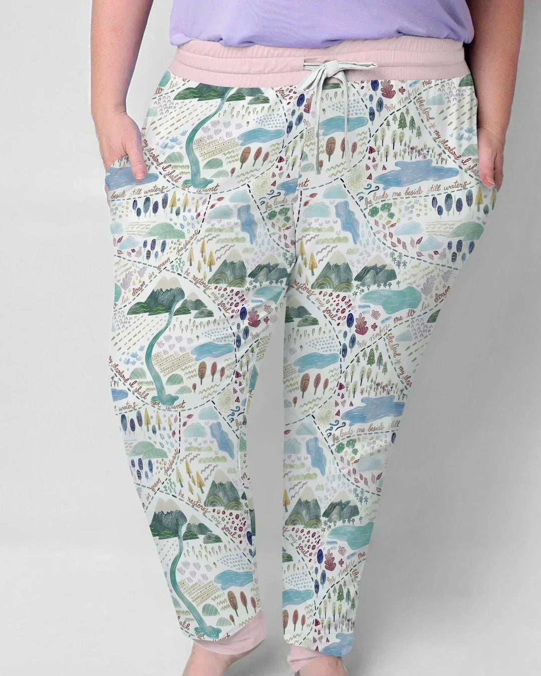 Whimsical Psalms 23 Map Bamboo Women Pajama Set