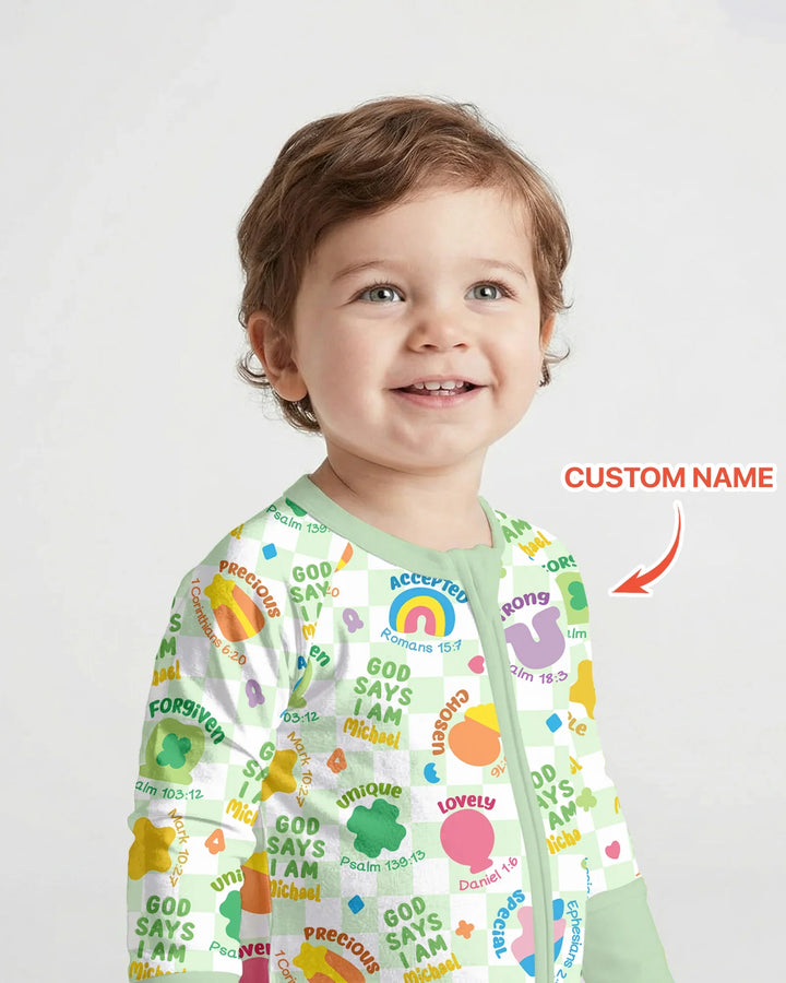 God Says I Am St. Patrick’s Day Custom Name Family Matching Bamboo Convertible Zippy