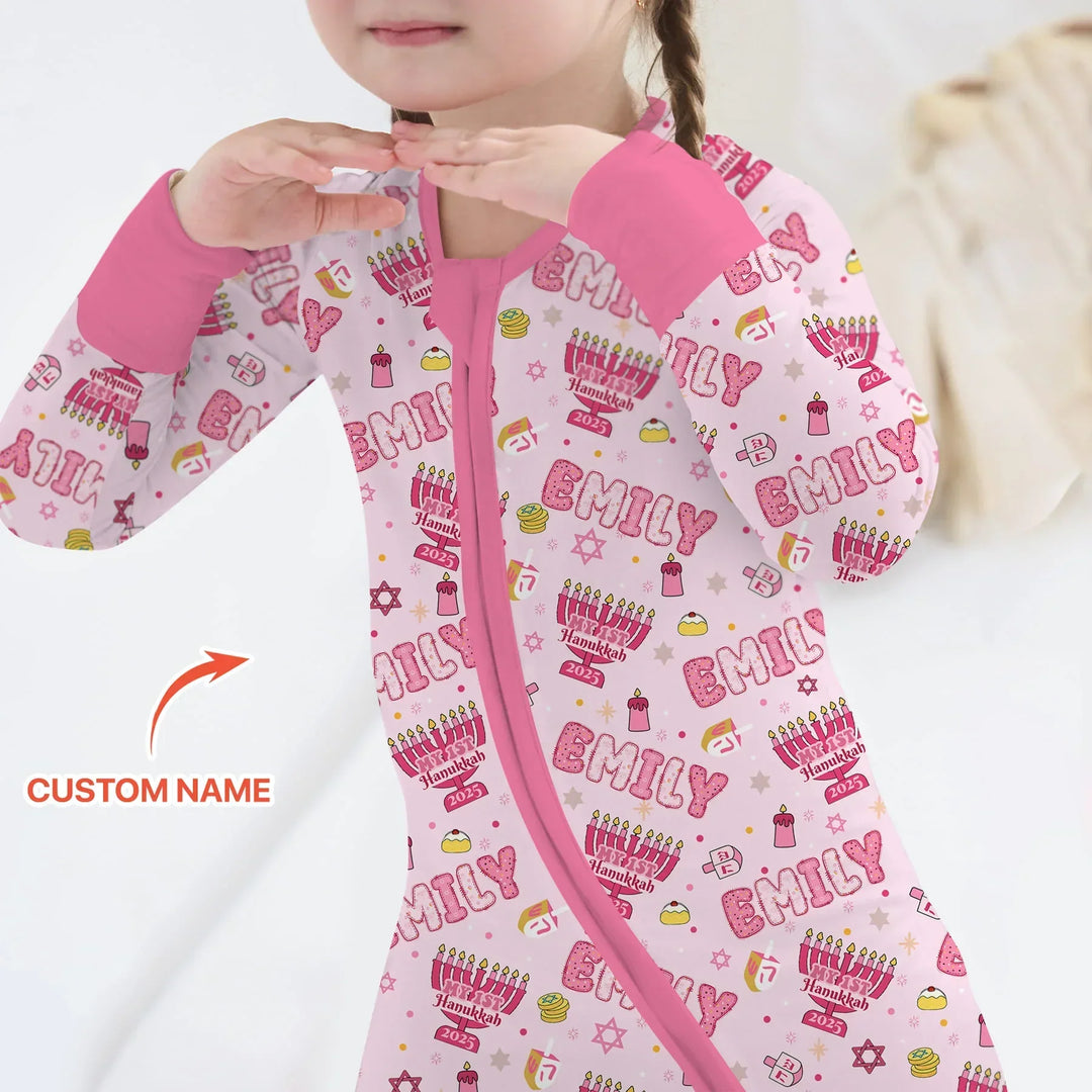 Custom name My First Hanukkah 2025 Bamboo Convertible Zippy