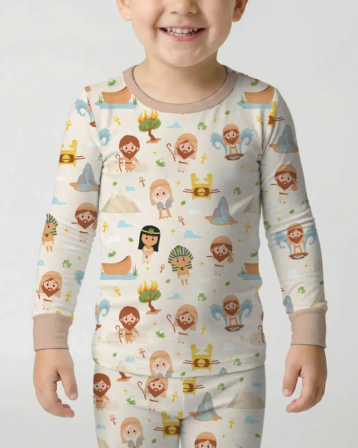 Moses Story Bamboo Two Piece Long Sleeve Pajama Set