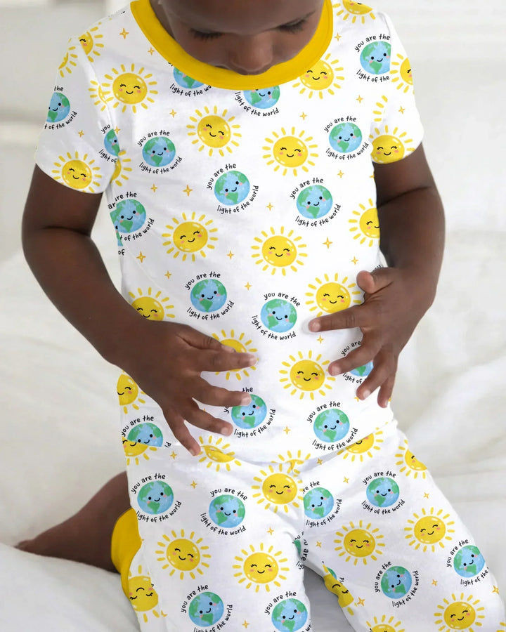 Matthew 5:14 Light of the World Bamboo Two Piece Short Sleeve Pajama Set