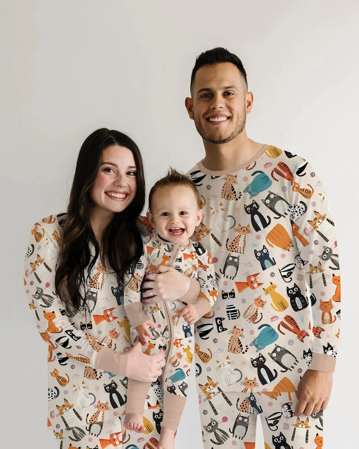 Goofy Mischief Cat Family Matching Bamboo Men's Pajama Set