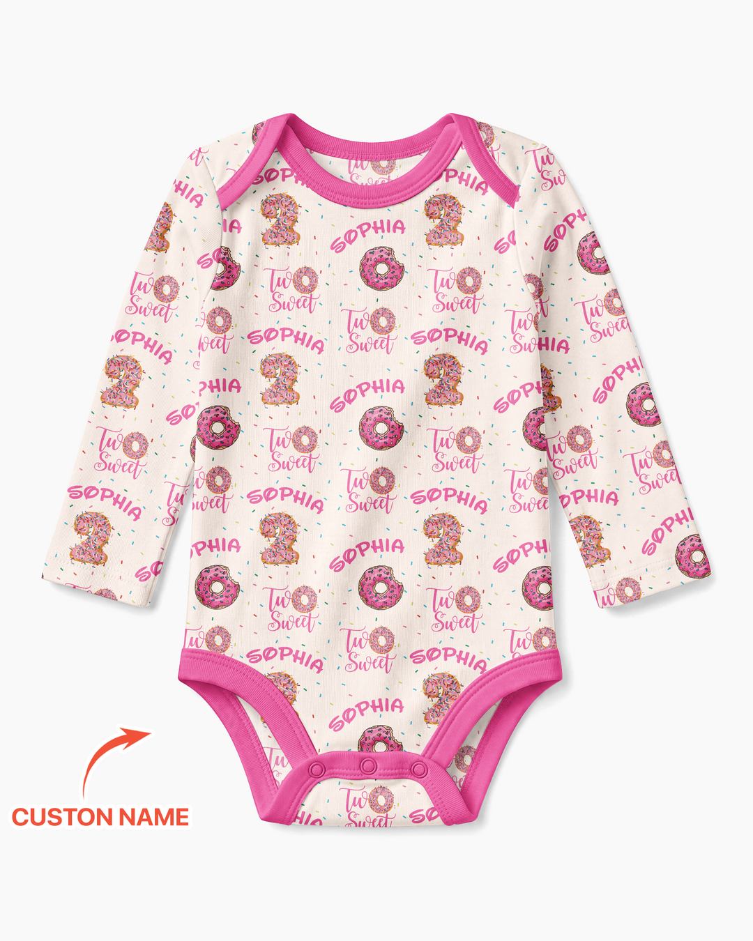 Custom Name Two Sweet Donut Bamboo Bodysuit