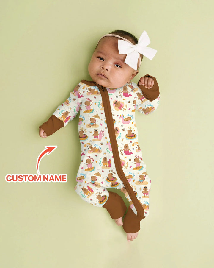 Don't Worry, Be Capy Custom Name Bamboo Convertible Zippy