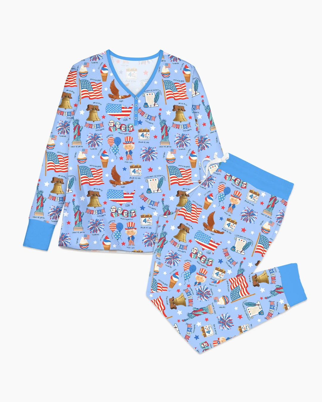 Hand Drawn Patriotic Iconic Bamboo Women Pajama Set