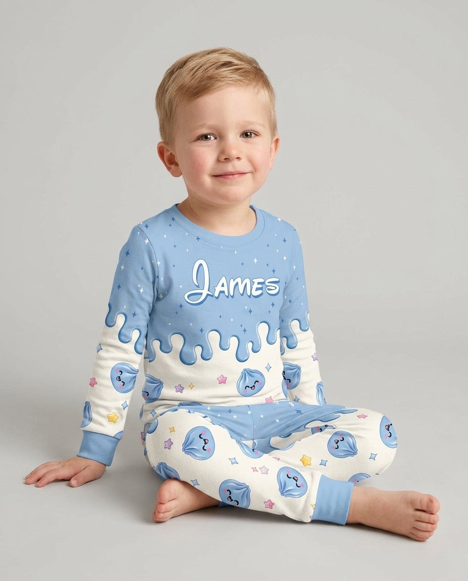 Personalized Dripping Kawaii Dumpling Bamboo Two Piece Long Sleeve Pajama Set