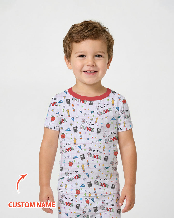 CUSTOM Template Bamboo Two Piece Short Sleeve Pyjamas Set